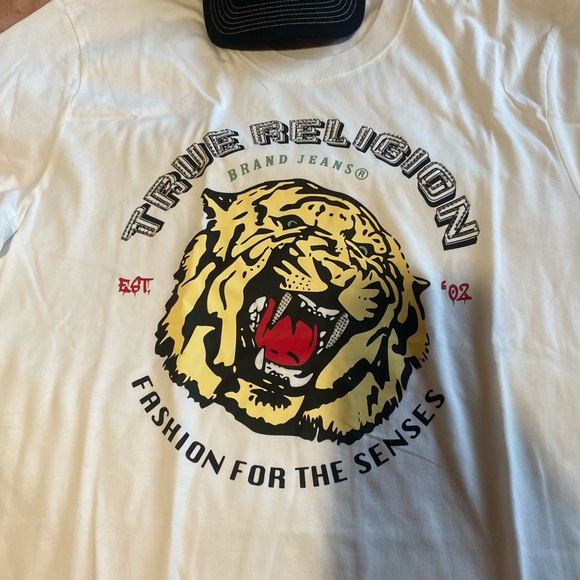 True Religion Optic White Tiger Face Tee - Picture 1 of 5
